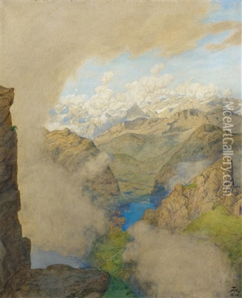 Blick Auf Die Nordwand Des Breithorns Oil Painting - Hans Thoma