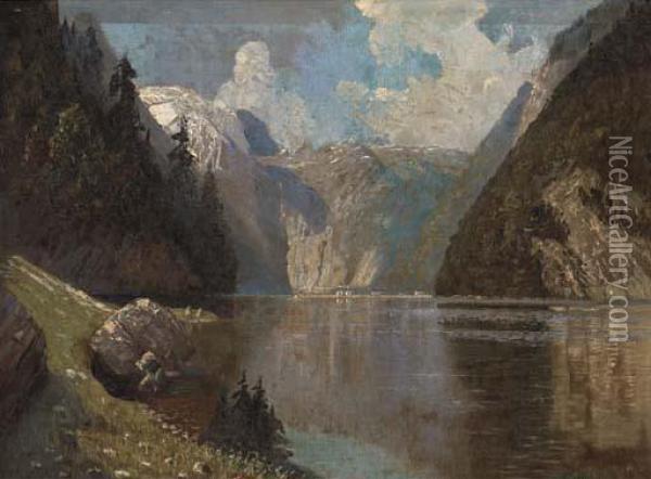 Norwegian Fjord Oil Painting - Harald R. Hall