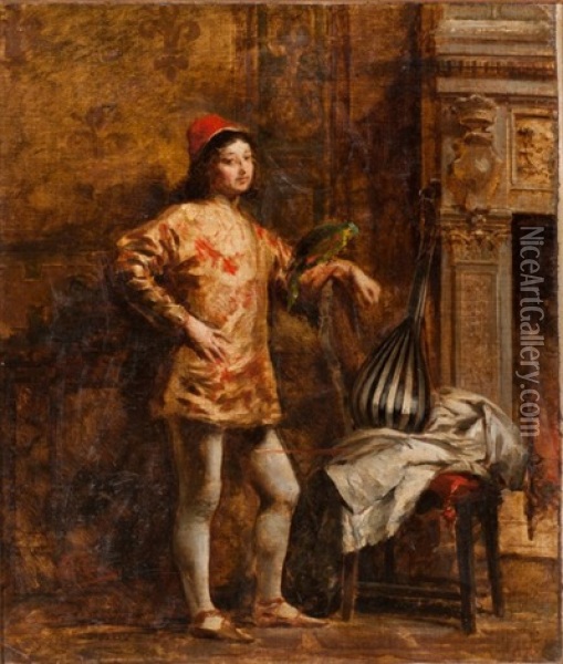 Le Jeune Page Musicien Oil Painting - Eugenio Conti