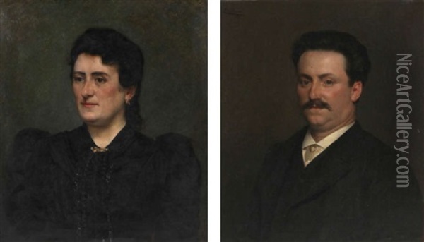 Portrait D'une Dame Et D'un Homme (pair) Oil Painting - Charles Boom