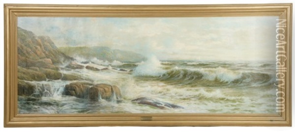 Seascape, Heavy Surf Oil Painting - George Howell Gay