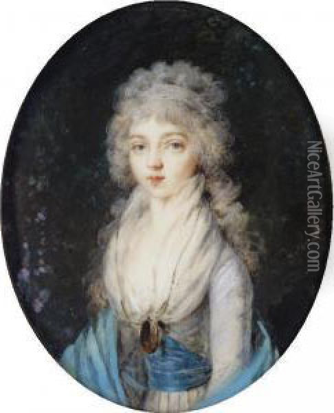 Portrait Miniature Of Empress Elizaveta Alexeevna Oil Painting - Augustin Christian Ritt