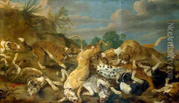 The Leopard Hunt Oil Painting - Paul de Vos