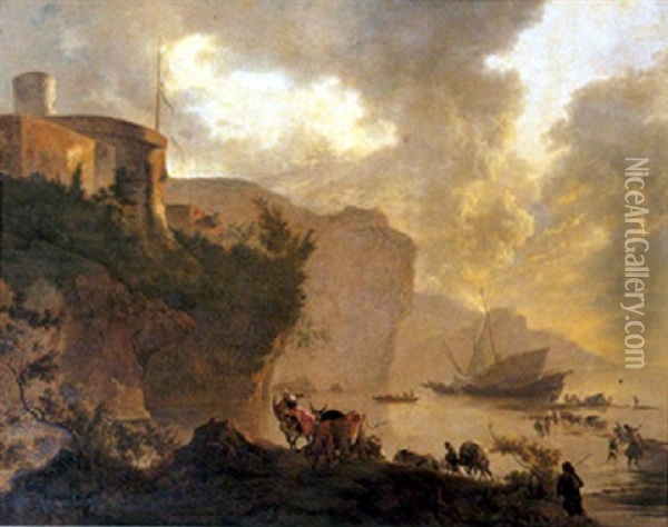 Vue De La Cote Mediterraneenne Oil Painting - Adam Pynacker