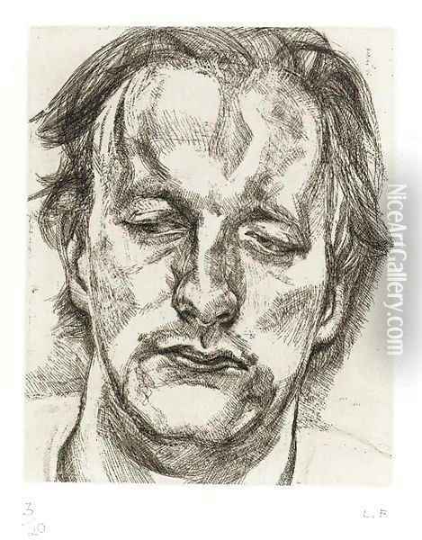 Head of a Man (Hartley 29) Oil Painting - Lucian Freud