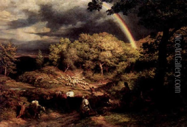 The Rainbow Oil Painting - James Thomas Linnell