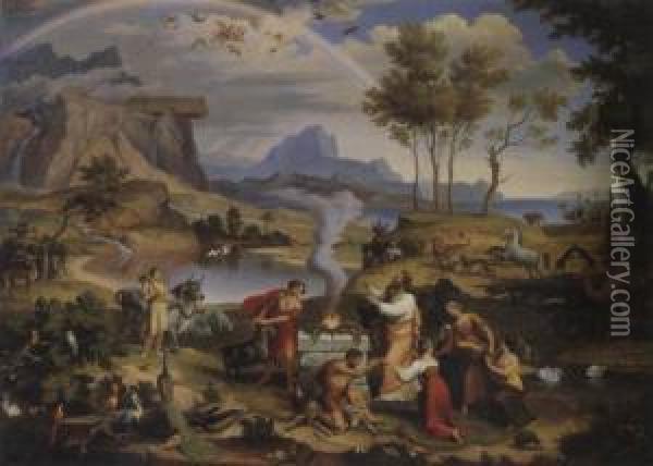 Das Dankopfer Noahs Oil Painting - Johann Michael Wittmer
