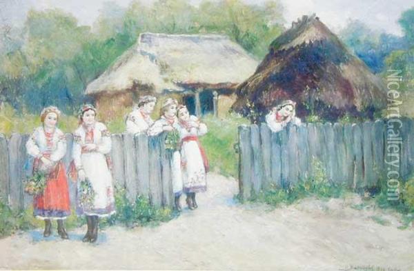 Huculki, 1940 R. Oil Painting - Stanislaw Batowski-Kaczor