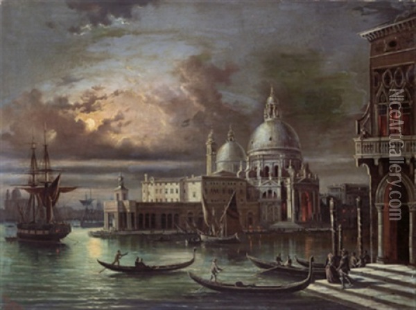 Blick Auf S. M. Della Salute Und Die Dogana Oil Painting - Giovanni Grubas