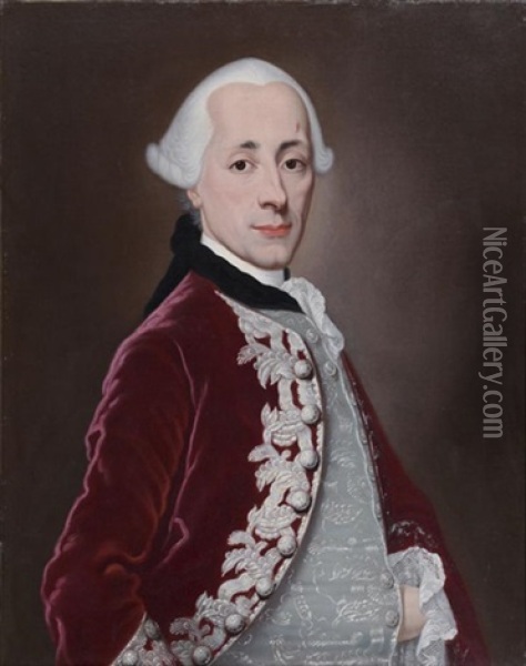 Portrait D'homme A L'habit Rouge Oil Painting - Martin (Martinus I) Mytens