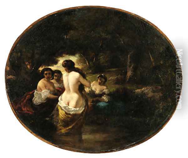 The bathers Oil Painting - Adolphe Joseph Thomas Monticelli