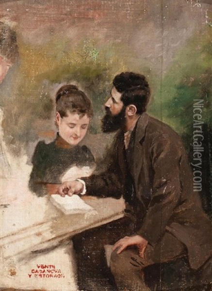 Pareja Oil Painting - Antonio Casanova y Estorach