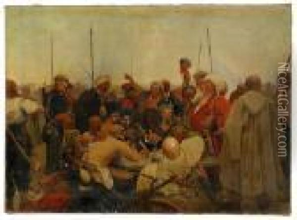 The Cossacks Writing A Mocking Letter To The Sultan Oil Painting - Ilya Efimovich Efimovich Repin