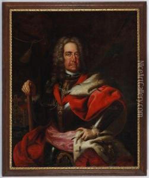 Portrait De L'empereur Charles Vi Oil Painting - Martin II Mytens or Meytens