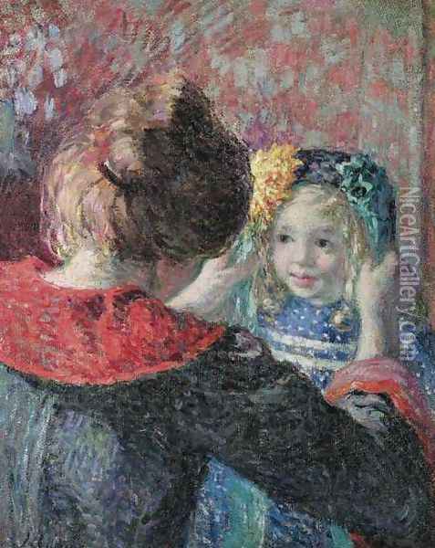 Madame Lebasque et sa fille Marthe Oil Painting - Henri Lebasque