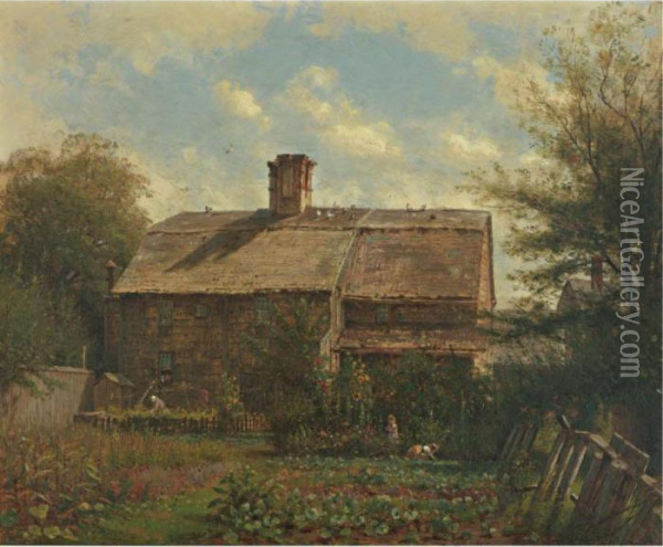 Old House, Newport Oil Painting - Thomas Worthington Whittredge