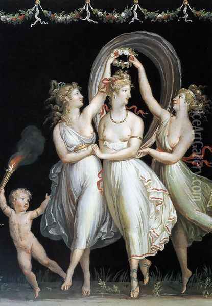 Three Graces Dancing (Le tre Grazie danzanti) Oil Painting - Antonio Canova
