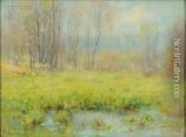 Spring Field Oil Painting - Joseph H. Greenwood