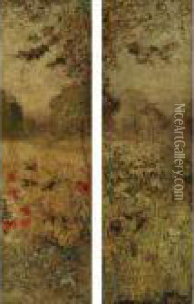 L'automne Et Le Printemps: A Pair Of Paintings Oil Painting - Pierre Eugene Montezin