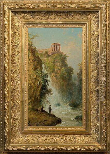 Tivoli Waterfalls Oil Painting - Henryk Cieszkowski