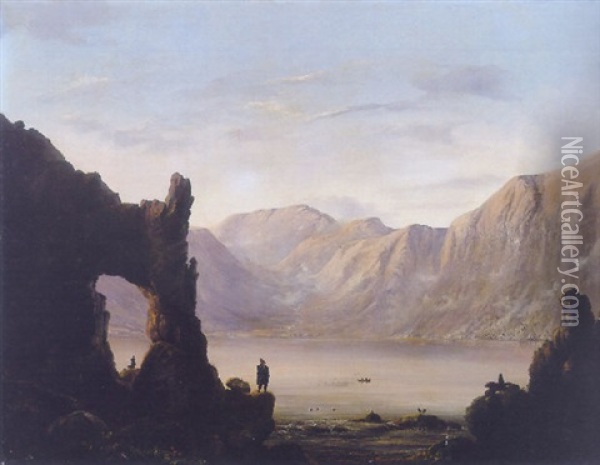 Fjordpartie Auf Flopsfjord Oil Painting - Christian Frederik Ferdinand Thoming