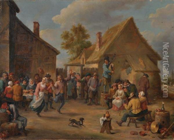 Village Celebration Oil Painting - David The Younger Teniers