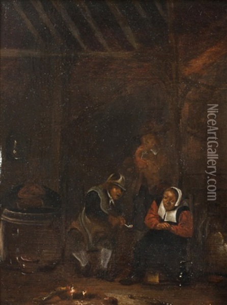 Smokers Oil Painting - Jan Miense Molenaer