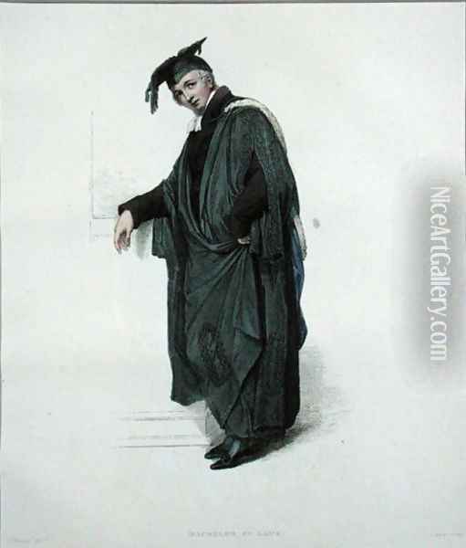 Bachelor of Law, engraved by J. Agar, published in R. Ackermanns History of Oxford, 1813 Oil Painting - Thomas Uwins