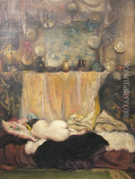 Nude On The Sofa Oil Painting - Misu Teisanu