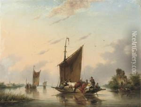 The Ferry Crossing Oil Painting - Gerardus Hendriks