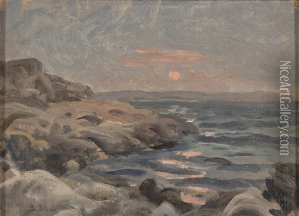 Sunset Oil Painting - Berndt Adolf Lindholm