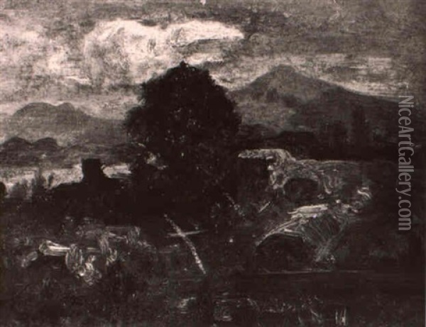 Meadows And Mountains Oil Painting - Johann Wilhelm Schirmer