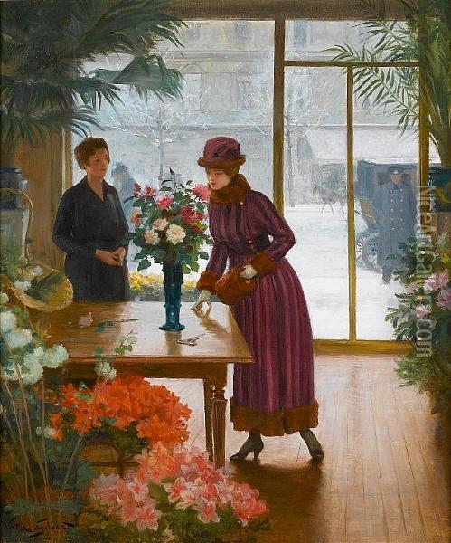 Buying Flowers Oil Painting - Victor-Gabriel Gilbert
