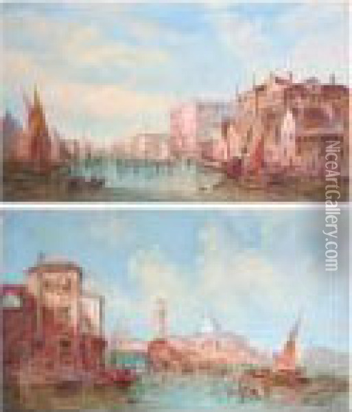 Grand Canal, Venice, Together With Another Similar, A Pair Oil Painting - Alfred Pollentine
