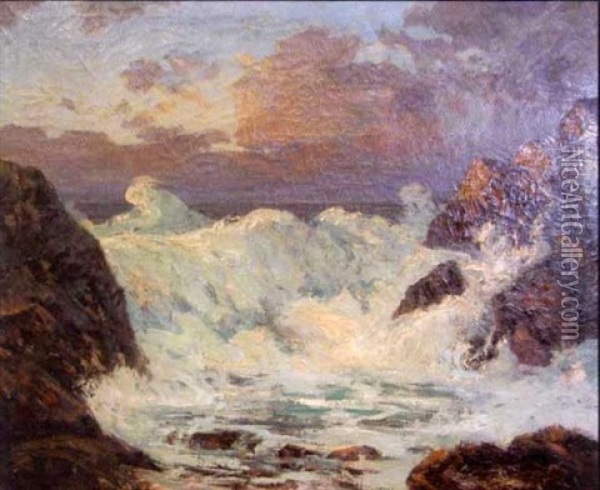 Incoming Sea, Monhegan Island Oil Painting - Walter Koeniger