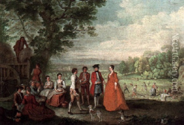 An Elegant Company In A Garden Oil Painting - Pieter Angillis