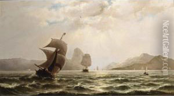 Shipping Off The Coast Oil Painting - Jacob Eduard Van Heemskerck Van Beest
