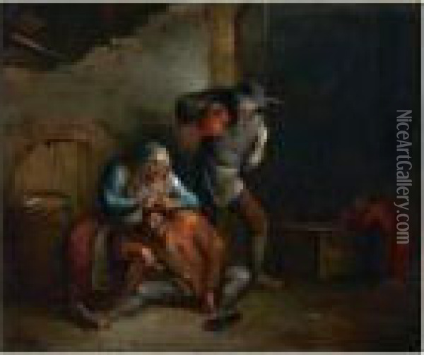 L'epouilleuse Oil Painting - Matheus van Helmont
