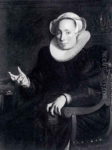 Portrait Of The Artist's Wife Oil Painting - Joachim Wtewael