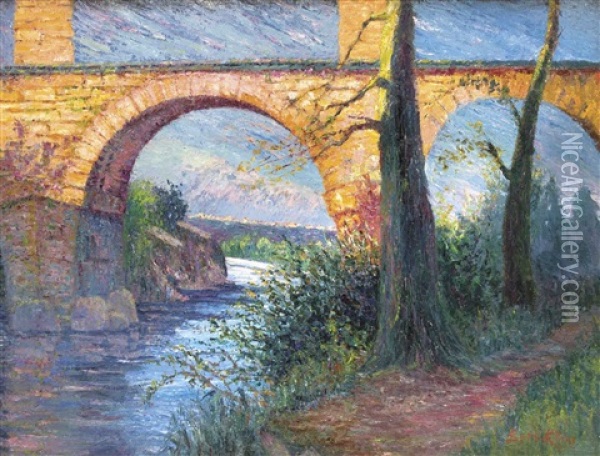 Le Pont Du Gar Oil Painting - Bernhard Klene