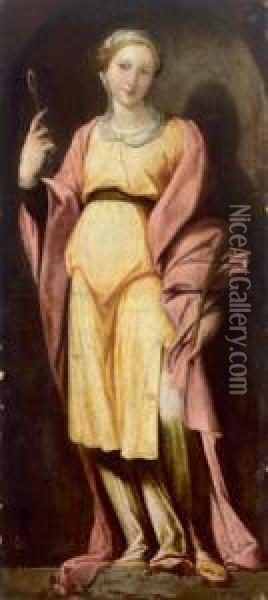 Zugeschrieben/
Attribuito Bildnis Einer Heiligen Oil Painting - Bernardino Luini