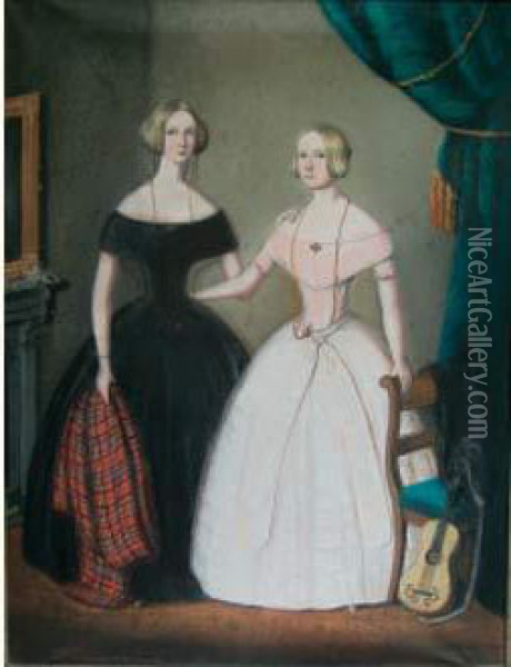 Portrait De Miss Green Et Miss King Oil Painting - Wilhelm Heinrich Langschmidt
