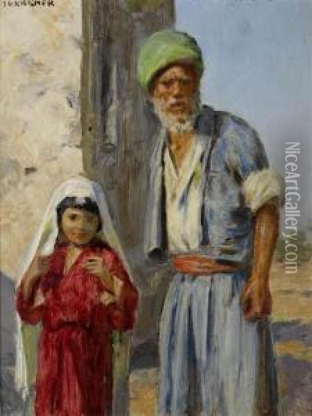 Father And Child Oil Painting - Johann Viktor Kramer