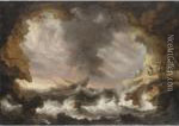 A Storm At Sea Oil Painting - Bonaventura, the Elder Peeters