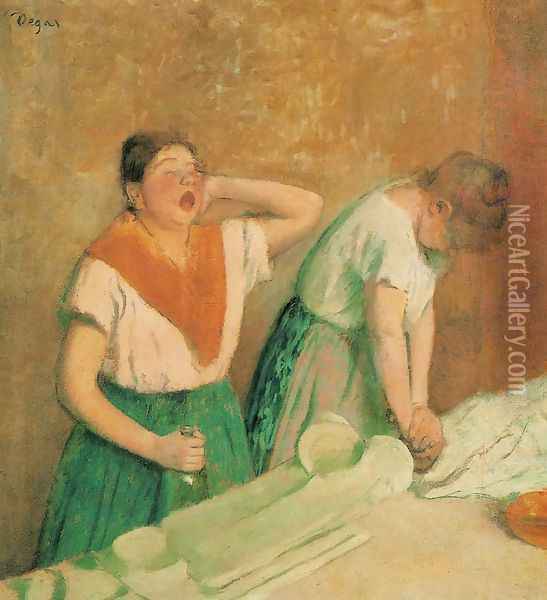 Laundresses Oil Painting - Edgar Degas
