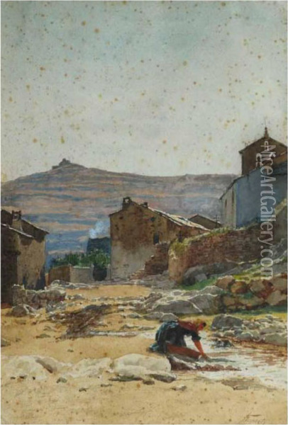 Lavandera Oil Painting - Ramon Tusquets y Maignon