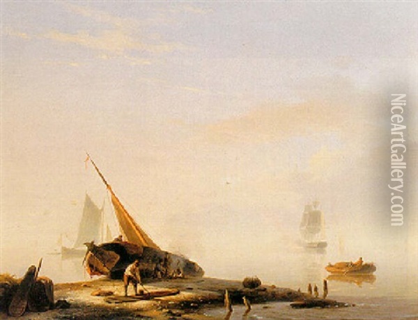 A Shipyard Near The Sea Oil Painting - Hermanus Koekkoek the Elder