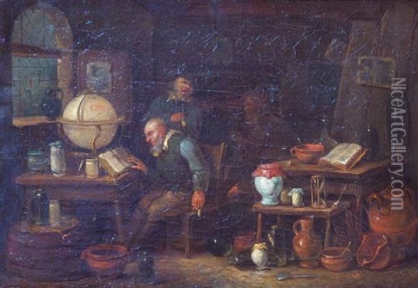 L'apothicaire Dans Son Officine Oil Painting - Egbert van Heemskerck the Elder