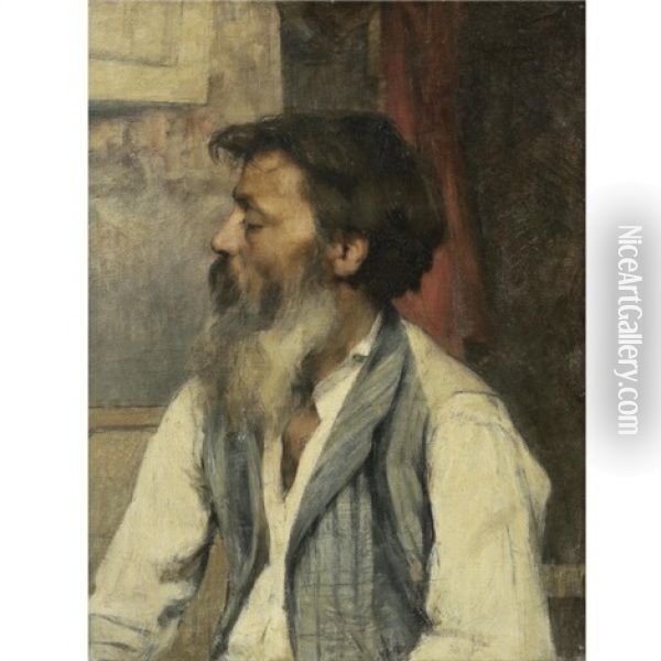 Portrait Of A Man Oil Painting - Leon Augustin L'Hermitte