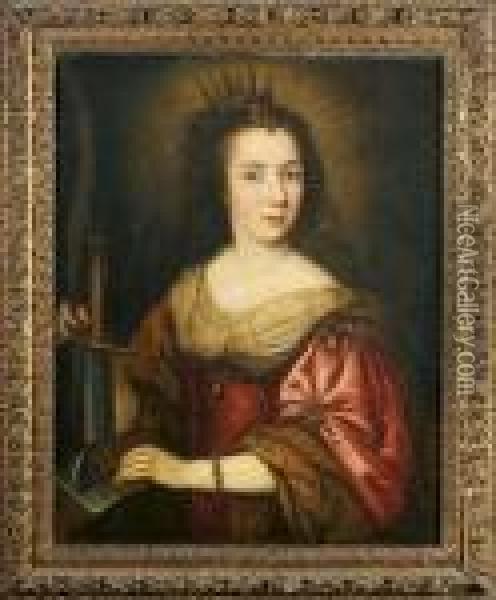 Portrait De Femme En Sainte Catherine D'alexandrie Oil Painting - Claude Vignon